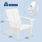 Costaelm Lawn Chairs, Front Porch Chairs HDPE Balcony Pool Adirondack Chair, Modern Outdoor Patio Chair, Garden Resin Lounge for Outside (Set of 4), White