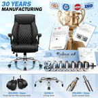 Office Chair, Big and Tall Ergonomic Desk Chair, Executive Leather Computer Chair with Adjustable Lumbar Support, Comfy Gaming Chair with Flip Up Arms, Swivel PC Chair with Rocking Function, Black