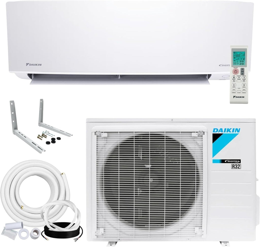 Daikin 18,000 BTU 18 SEER2 Entra R32 Series Ductless Mini Split Heat Pump System w/Maxwell All-Inclusive 15' Installation Kit and Wall Mounting Bracket (230V)