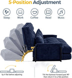 MAXYOYO Adjustable Floor Sofa Couch with 2 Pillows, Multi-Functional Bean Bag Bed, 5-Position Foldable Lazy Sofa Sleeper Bed with Armrest, Versatile Floor Seating for Reading, Navy, Double