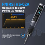 FNIRSI HS02 100W Corded Heat Set Insert Tool & Soldering Iron Kit for 3D Printer, Plastic, Portable Electronics Repair, 3S Fast Heating, 3 Preset Temps, with M2-M8 Threaded Brass Insert Nuts & Tips