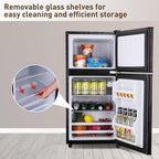Mini Fridge with Freezer, 3.2 Cu. Ft. Apartment Size Refrigerator with Freezer, Dorm Fridges with Freezer Adjustable Thermostat, Small Refrigerator for Apartment, Office, Kitchen, Dorm, Black