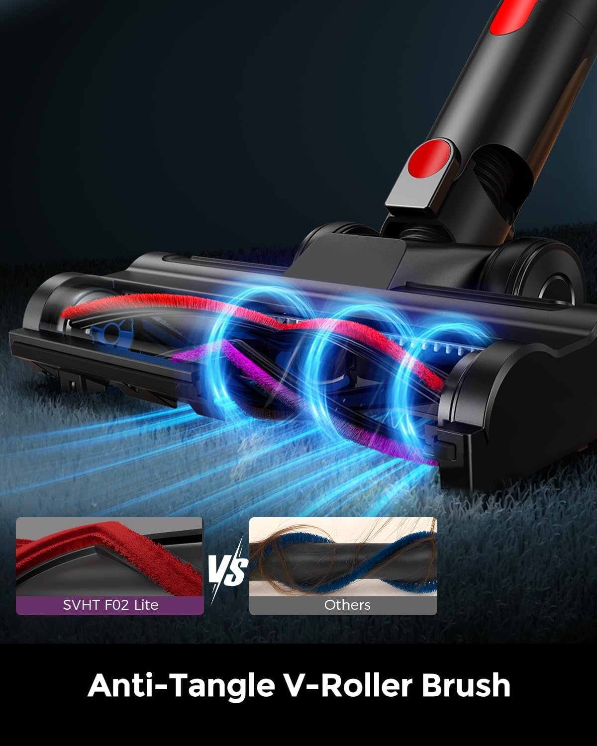 Cordless Vacuum Cleaner, 500W 45KPA 50Mins Stick Vacuum Cleaners for Home with LED Light, Self-Standing, Anti-Tangle Brush & 1.6L Dust Cup, Lightweight Vacuum for Pet Hair, Carpets, Hard Floors