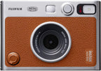 FUJIFILM INSTAX MINI EVO Hybrid Instant Camera (Brown) Bundle with Fuji Instax-Mini-Instant Film Value Pack (40 Sheets) + 32GB Memory Card + Carrying Case + Photo Album 64 Pockets + Cleaning Cloth