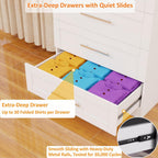 Armoire Wardrobe Closet with 3 Deep Drawers and Doors 71" Clothing Storage Cabinet with Hanging Rod Wooden Wardrobe Cabinet for Bedroom, Large Capacity Storage White