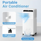 Erivess 8,000 BTU Portable Air Conditioner, 3 in 1 AC Unit with Built-in Cool, Dehumidifier & Fan Modes for Room up to 400sq.ft, with Remote Control, 24 Hour Timer, Installation Kits