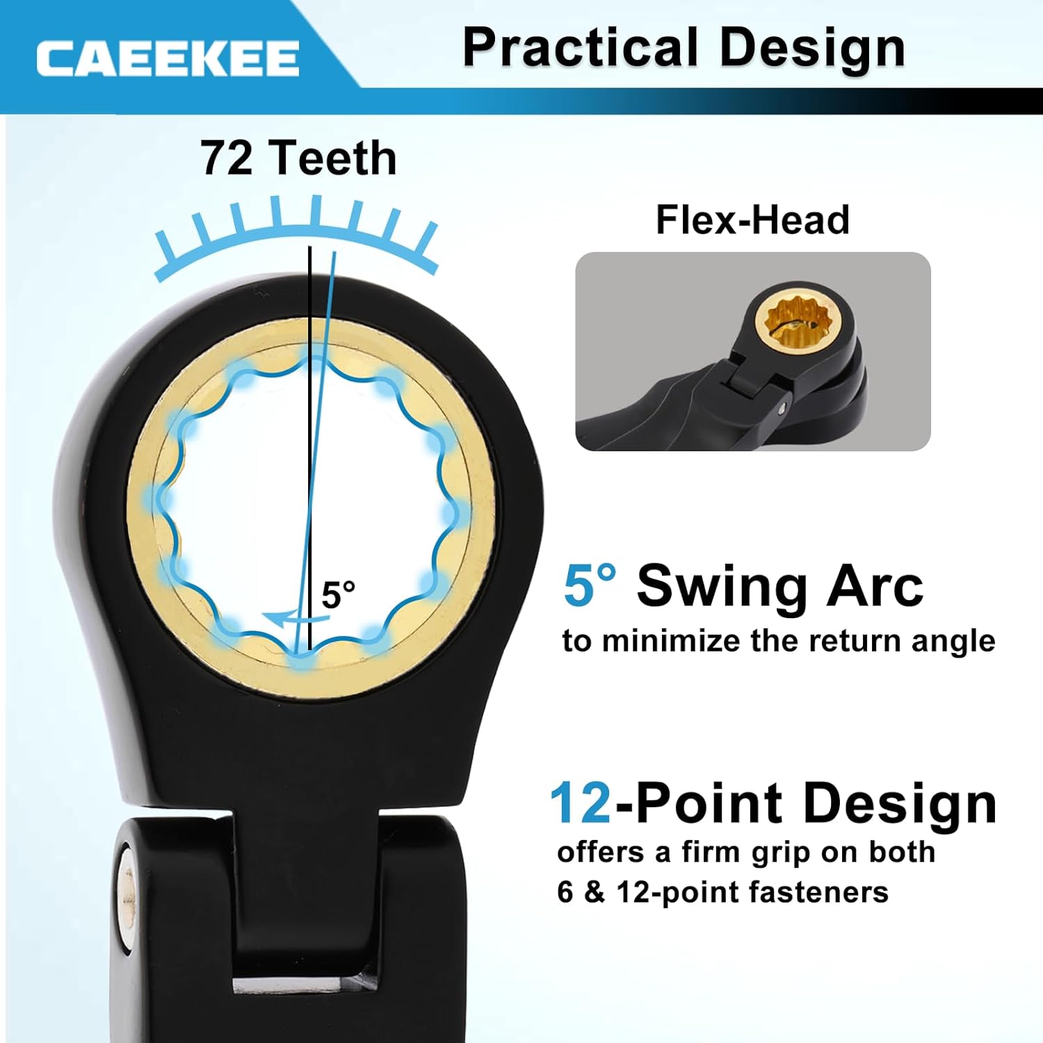 26-Piece Flex-Head Ratcheting Wrench Set, SAE & Metric, 12 Point, 72-Tooth Ratchet, Chrome Vanadium Steel, With Organizer Box