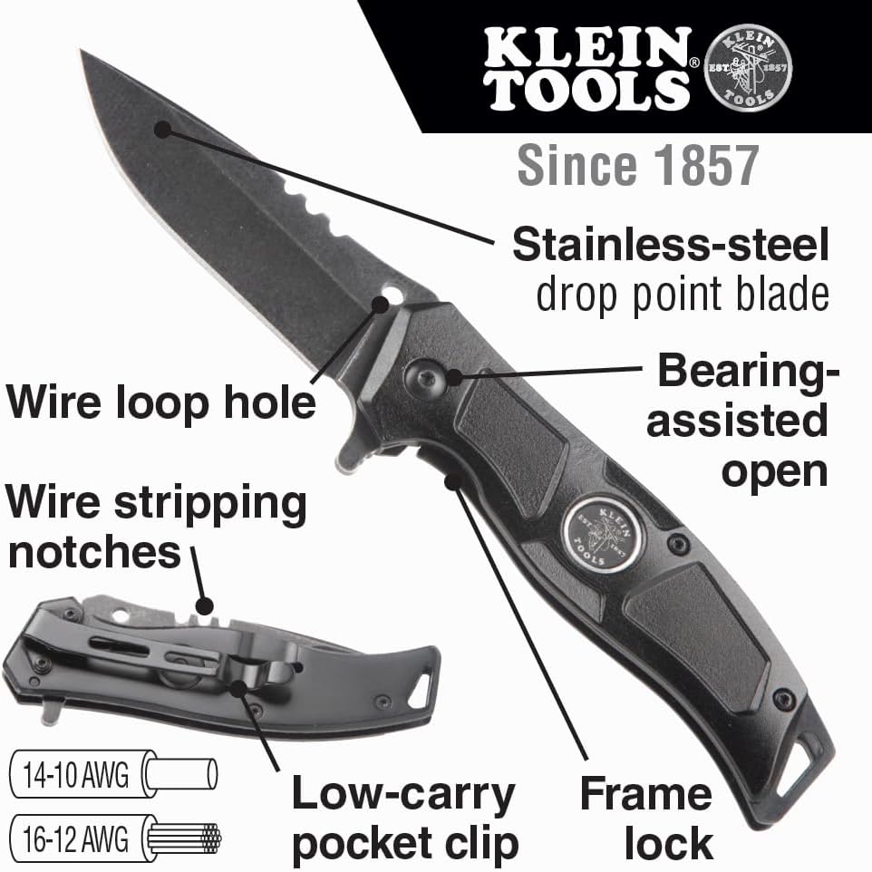 Klein Tools 80115 Backpack Kit with Tradesman Pro 39-Pocket Backpack and Electricians Pocket Knife, 2-Piece