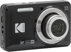 Kodak Pixpro FZ55 Digital Camera (Black) Bundle  Includes: SanDisk 128GB Memory Card  Hard Shell Camera Case  SD Card Reader and More (6 Items)