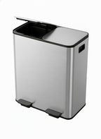 Garvee Trash Can, 2 x 10.6 gal (2 x 40 L) Garbage Can for Kitchen Dual Compartment Recycling Kitchen Step Trash Bin, Stainless Steel Trash and Recycle Bin Combo with Soft-Close Lid,Silver