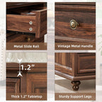 24" Wide Farmhouse Night Stand Set of 2,Large End Table with 3 Drawers & Metal Handle,Brown Wood Dresser for Bedroom Cabinet, Bed Side Table Chest of Drawers,Nightstand for Living Room,Closet
