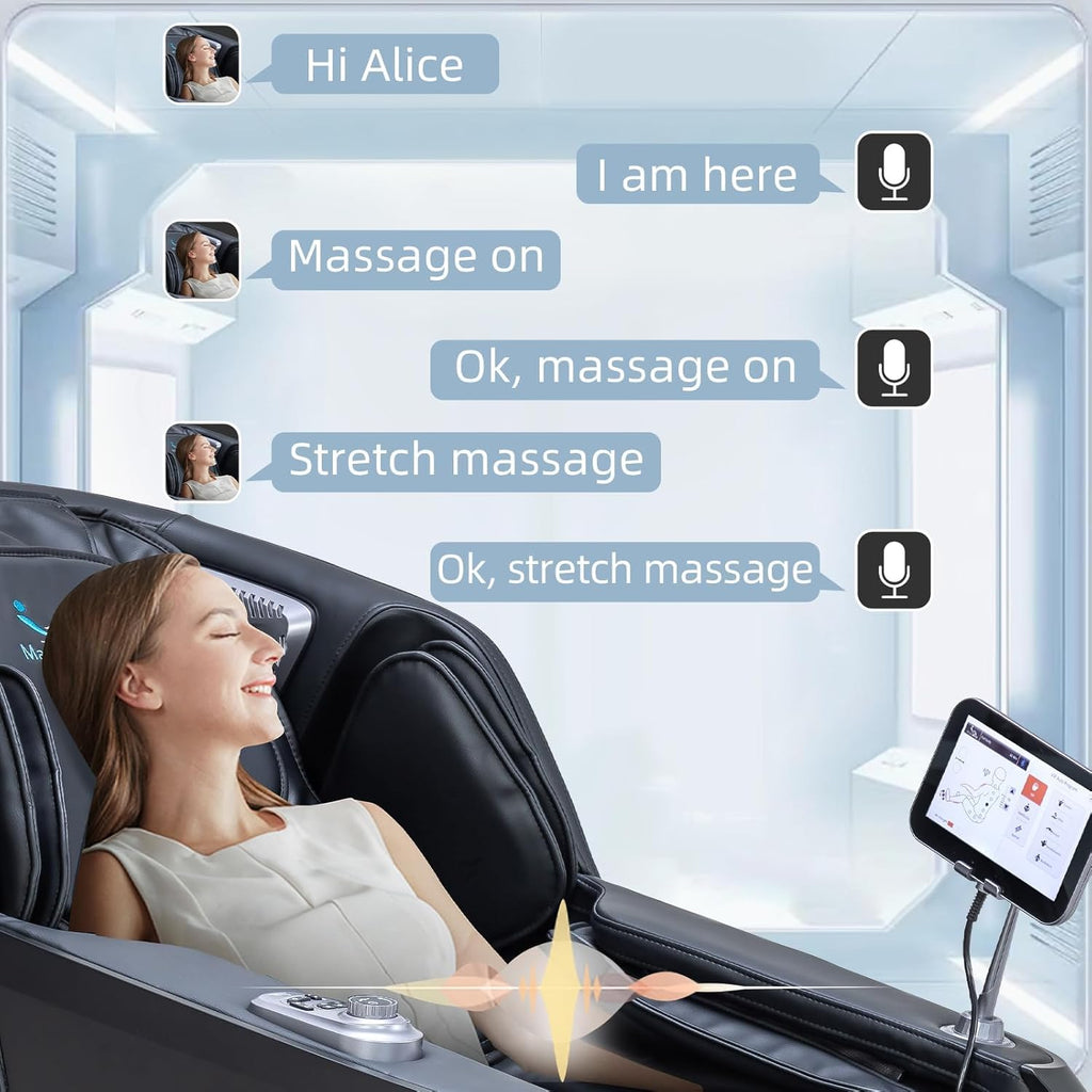 MassaMAX MT339 4D Massage Chair, Full Body Recliner with Auto Footrest, Zero Gravity, OTA Cloud Tech, SL Track, Deep Yoga Stretch, 27 Modes, APP, AI Control, and Heating (Deep Black)