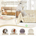 1OO% Waterproof Sectional Couch Covers for Dogs L Shaped Corner Sofa Cover Washable Chenille Sofa Slipcovers Blanket Modern Jacquard Pet Furniture Protector (91"x252", Boho Beige)