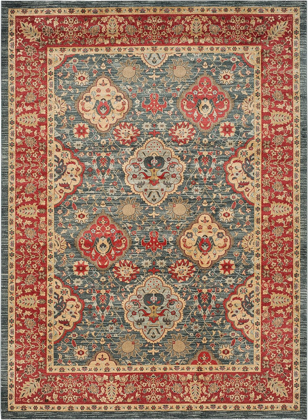 SAFAVIEH Mahal Collection Area Rug - 9' x 12', Navy & Red, Traditional Oriental Design, Non-Shedding & Easy Care, Ideal for High Traffic Areas in Living Room, Bedroom (MAH655C)