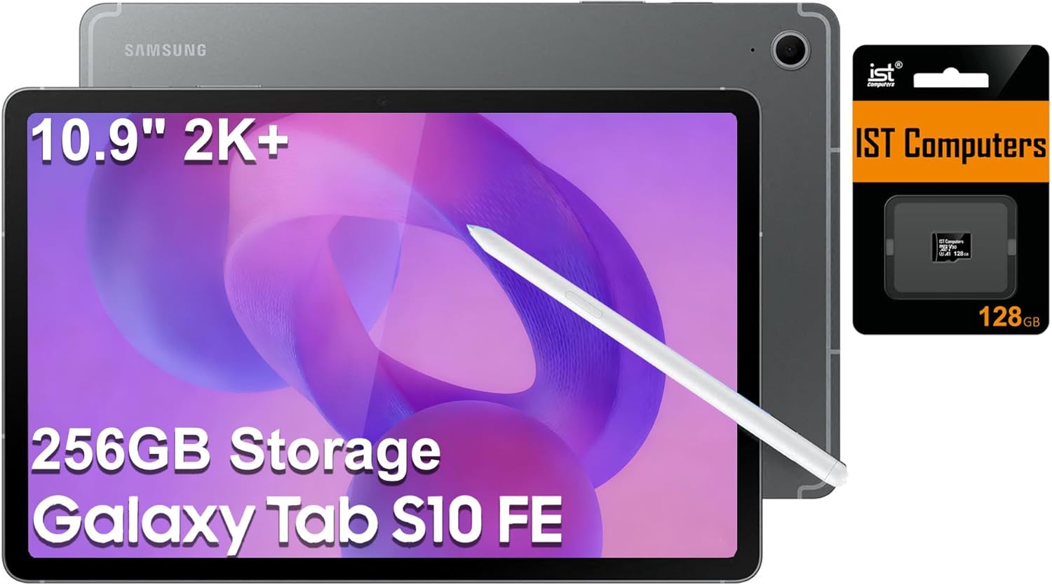Samsung Galaxy Tab S10 FE Android Tablet (10.9" 2K+ Touchscreen  8-Core  8GB RAM  256GB Storage (128GB+128GB SD Card))  S Pen  Long Battery Life  Dual Cameras  Lightweight  SM-X520  NA Version  Gray