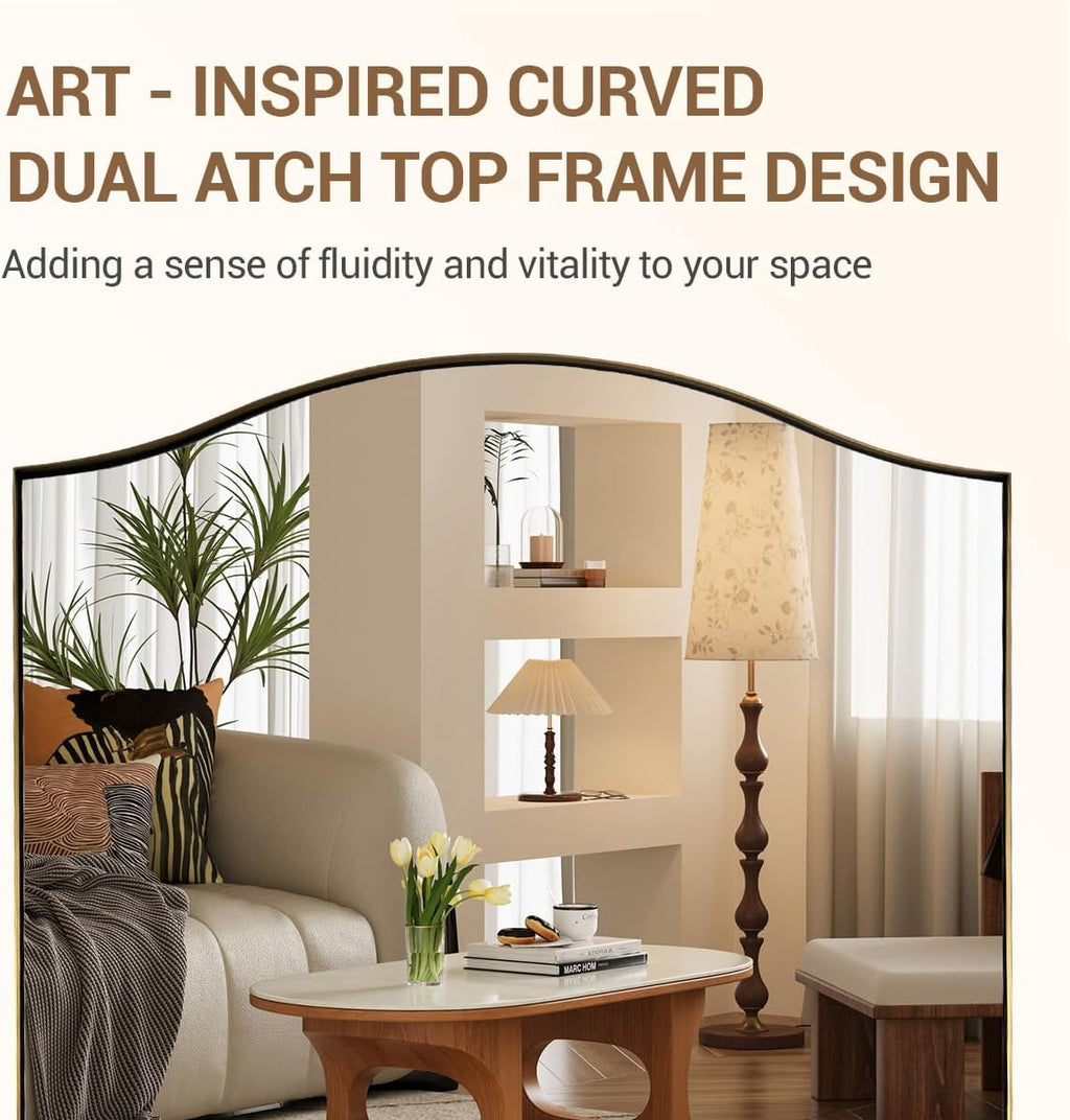 ANDY STAR 30"x40" Scalloped Wall Mirror, Brushed Gold Rectangle Bathroom Mirror with Curved Edge Stainless Steel Metal Frame, Large Wall-Mounted Mirror for Bathroom, Entryway (Horizontal/Vertical)