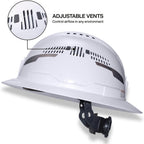 Klein Tools 60407T2RL Type 2 Hard Hat, Vented Full Brim, Class C Hard Hat with Chin Strap, 6-Point Suspension with Accessory Mounts, Washable Padding, and Rechargeable Headlamp