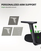 Marsail Ergonomic Office Chair Ergonomic Gaming Chair with Lumbar Support, 2D Headrest, Adjustable Armrests, Contoured Seat Cushion, Computer Desk Chair with Wheels for Home and Office