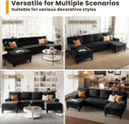 KKL Sectional 112 Inches Sofa Couch - 4 Seater U Shape Convertible Soft Couch with Side Storage for Living Room, Home Sofas with Chaise, Modern Couches for Apartment, Meeting Room Furniture, Bedroom