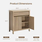 SICOTAS 58" Fluted Buffet Cabinet with Storage, Modern Farmhouse Sideboard with Drawers & 3-Level Adjustable Shelf, Handle-Less Coffee Bar Console Table for Kitchen Living Room Entryway, Light Oak