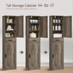 usikey 67'' Tall Storage Cabinet, Narrow Bathroom Floor Storage Cabinet with 4 Shelves & 2 Doors, for Bathroom, Living Room, Rustic Gray UNSNG040M