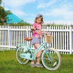 20 Inch Girls Bike, Single Speed Kids' Bicycles with Basket and Kickstand, Kids Beach Cruiser Bike for Girls, Adjustable Seat, Multiple Colors