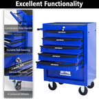 RYH 5 Drawers Rolling Tool Chest - 13" D x 20.9" W x 30.5" H Heavy Duty Mobile Tool Cart with Locking Wheels & Ball Bearing Drawers, Garage Tool Storage Cabinet (Blue, 5 Drawers)