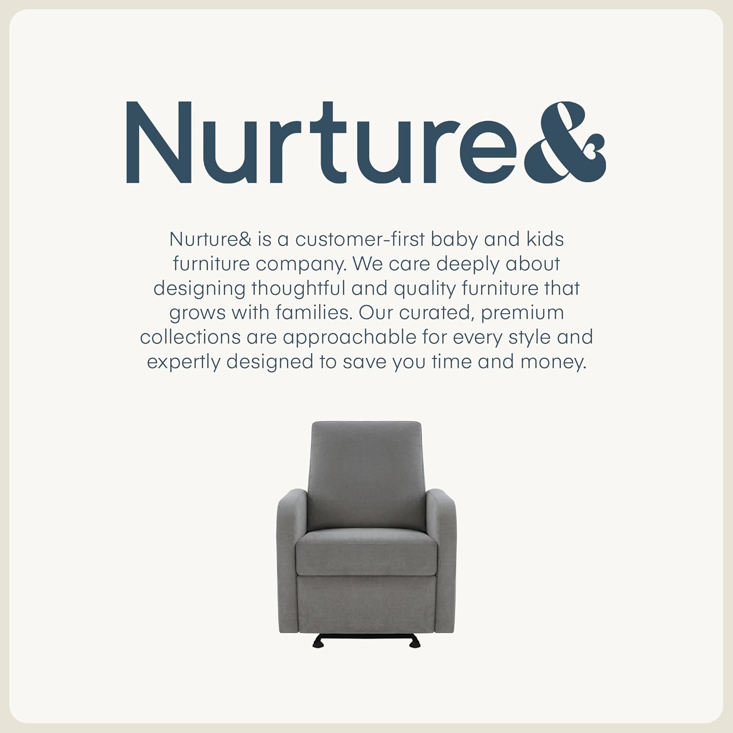 Nurture& The Porto Power Glider Recliner for Nursery | Modern Glider Chair with Power Recline | Built - in USB Charging Port | Space-Saving Design for Small Nurseries and Shared Spaces, Grey