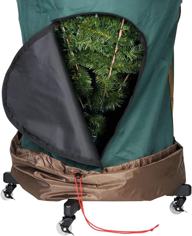 Upright Tree Storage Bag - Christmas Tree Storage Bag | Hold Artificial Trees up to 7.5 Feet Tall - Keep Your Fake Tree Assembled | Includes Rolling Tree Stand (7.5' - Medium)