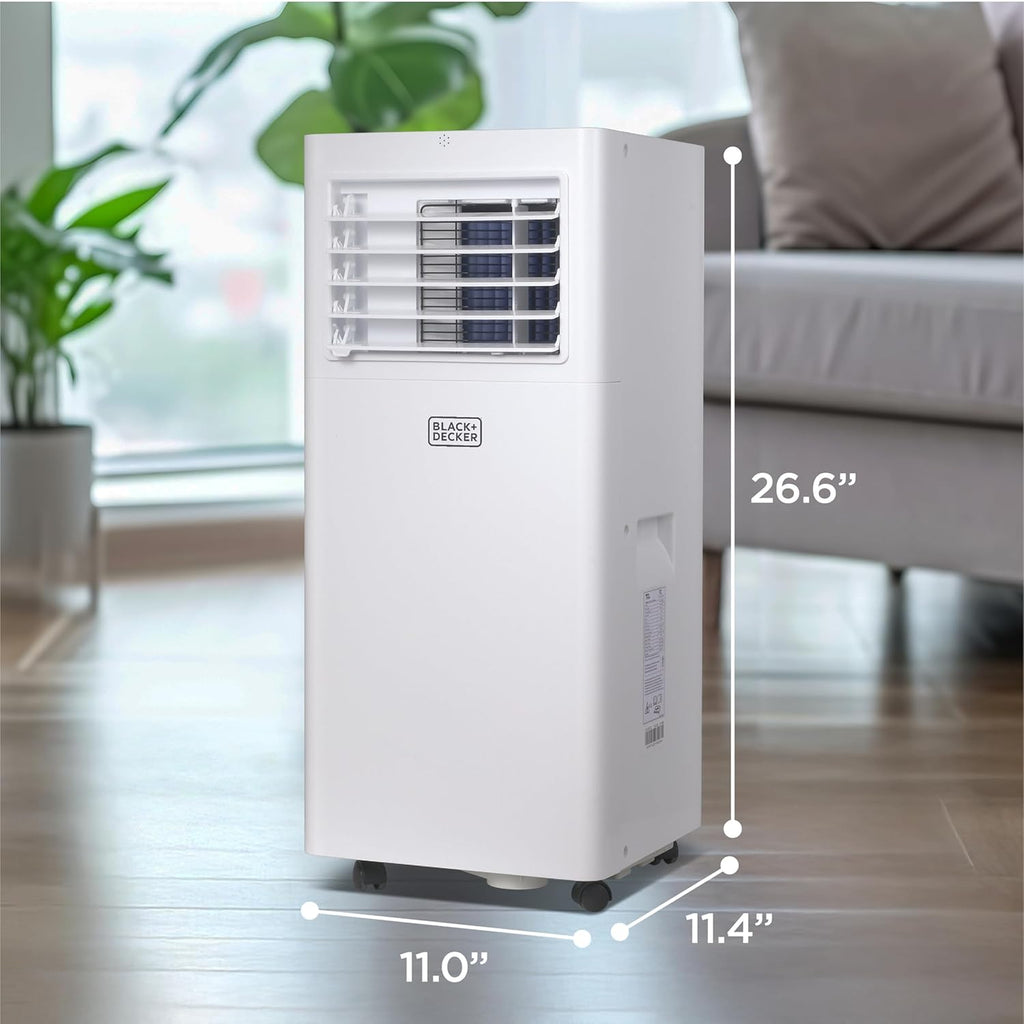 BLACK+DECKER Portable Air Conditioner, 8,500 BTU for Rooms Up To 350 Sq. Ft., Portable AC with Full Function Remote Control & Window Kit, BPACT05SM, White