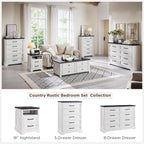ACCOHOHO 18" Farmhouse Nightstand Set of 2 with Charging Station,End Table with 2 Drawers Storage,Side Table,Bedside Cabinet for Bedroom,Living Room, Withe