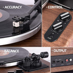 1 by ONE High Fidelity Belt Drive Turntable with Built-in Speakers  Vinyl Record Player with Magnetic Cartridge  Wireless Playback and Aux-in Functionality  Auto Off