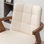 26” Counter Height Bar Stools,Leather Upholstered Bar Chair, Swivel Bar Stools with Back and Arms .Modern Beige Barstool Set of 2 for Kitchen Island
