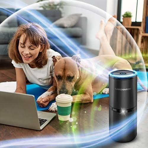 Lab Charge Small Ionic Air Purifier for Home & Bedroom – Silent HEPA Filter – Covers 250 Sq Ft - Free Cleaner – Compact & Black Design - Pack of 4