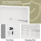 Metal Garage Storage Cabinet,Broom Closet Storage Cabinet,Utility Closet Cabinet for Broom,Garage,Kichen,White