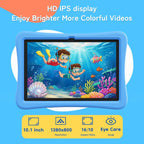 SVITOO Kids Tablet 10 Inch, Android Tablets Toddler Tablet with Parental Controls, 20GB Ram 32GB ROM 1TB Expandable, Dual Camera, 6000mah WiFi 6, Shockproof Eva Case Blue