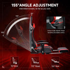 GTPLAYER Gaming Chair,Gamer Chair with Bluetooth and Adjustable Backrest,Seat Height Adjustable Computer Chairs with 3D Armrests,Video Game Chair with Footrest Speakers (Red)