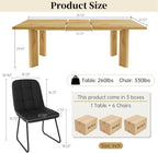 Extendable Dining Table for 6-8 People, 63 to 78.7 Inch Rectangular MDF Table, Farmhouse Rustic Style, Space-Saving Design for Dining Room, Kitchen, Meeting