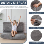 MAXYOYO Folding Sofa Bed, Floor Sofa Convertible Sleeper Chair with Washable Cover, Floor Couch Lounge Bean Bag Chair Bed for Living Room, Grey, 30x95 Inch