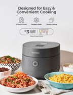 CUCKOO Micom Rice Cooker 3-Cup Uncooked / 6-Cup Cooked with Nonstick Inner Pot, Small Rice Maker with 8 Menu Options, Fuzzy Logic Technology, Auto Clean, Quick Rice Mode, Gray (CR-0375FG)