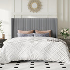 Allewie Queen Size Lift Up Storage Bed Frame, Hydraulic Support System, Upholstered Platform Bed Frame, Underneath Storage, Vertical Channel Tufted Headboard with Wingback, No Box Spring Needed, Grey