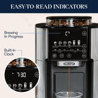 De'Longhi True Brew Drip Coffee Maker, Built in Grinder, Single Serve, 8 oz to 24 oz, Hot or Iced Coffee, Stainless, CAM51025MB