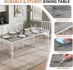 78" Modern Dining Table with Heavy-Duty Metal Legs, Farmhouse Kitchen Table for 6-8 Family, Gray Wood Top with Spindle Design for Dining Room, Home Office, Apartment