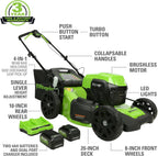 Greenworks 48V (24V x 2) 20" Cordless Battery Mower  12" String Trimmer/Edger  & 320 CFM Blower Combo Kit w/ (2) 4.0Ah Batteries  (1) 2.0Ah Battery & Chargers