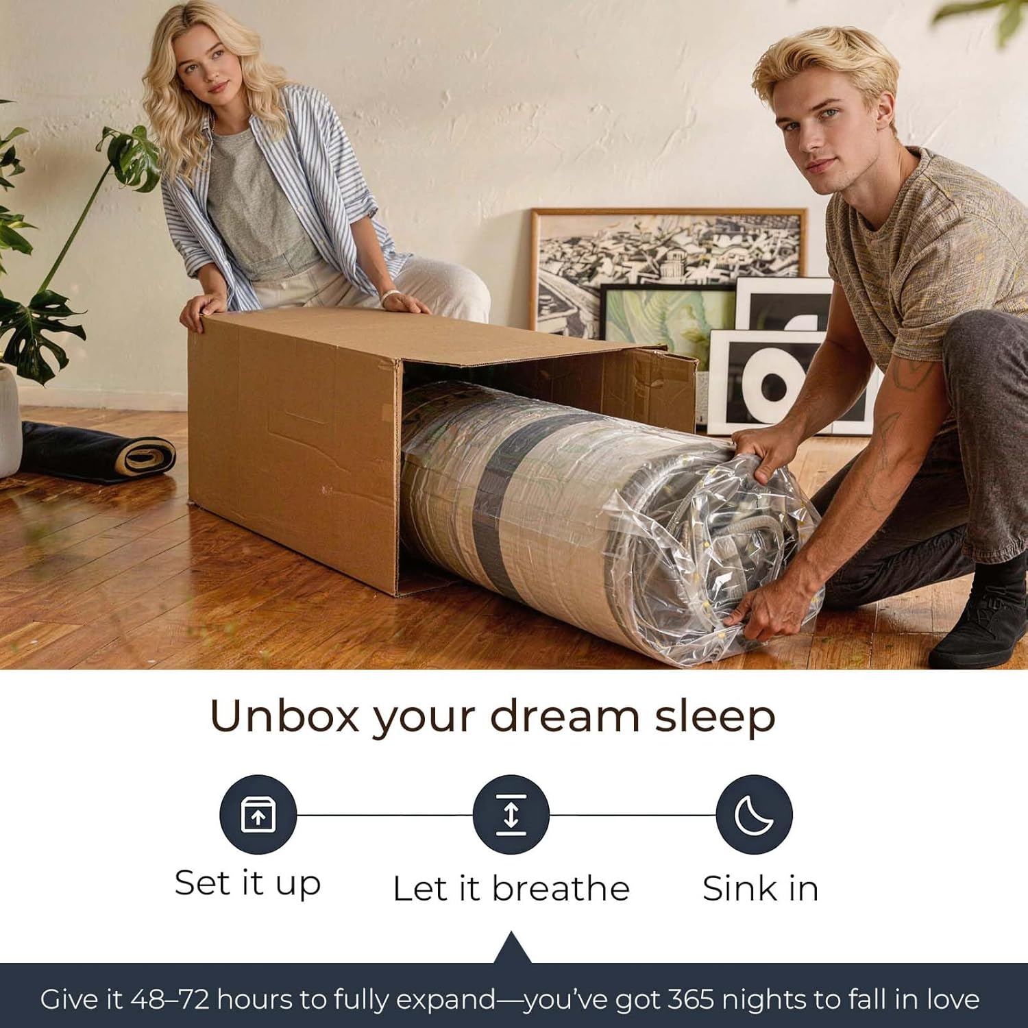 Queen Mattress 14 Inch Mattress Hybrid with Memory Foam & Pocket Springs for Motion Isolation, Breathable & Cooling Comfort, Medium Firm Support, Fiberglass Free, 365-Night Trial