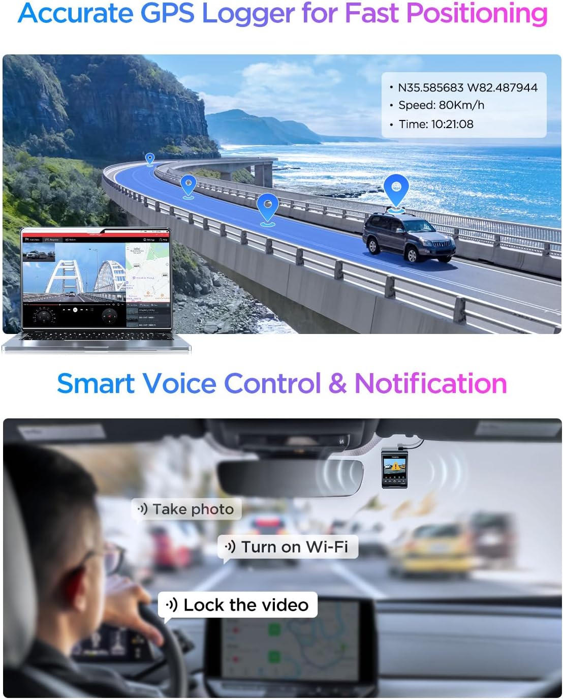 VIOFO A329S 4K 3 Channel Dash Cam  4K Front + 2K Cabin Fisheye (210°) + 2K Rear  Power Saving Parking Mode  Wi-Fi 6 App Control  All-Channel STARVIS 2 Sensors  Supports up to 4TB SSD Storage