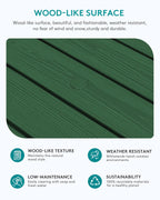 SERWALL Outdoor Coffee Table with 1.69" Umbrella Hole, HDPE Patio Coffee Table for Outside, Rectangle, Green