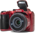 Kodak PIXPRO AZ255-RD 16MP Digital Camera 25X Optical Zoom 24mm Wide Angle Lens Optical Image Stabilization 1080P Full HD Video 3" LCD Vlogging Camera (Red)