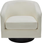 UIXE Swivel Barrel Accent Chairs Set of 2, Fabric Upholstered Armchair Modern Round Club Arm Chair for Living Room, Comfy Single Sofa Seating Bedroom Side Reading Seat - Beige