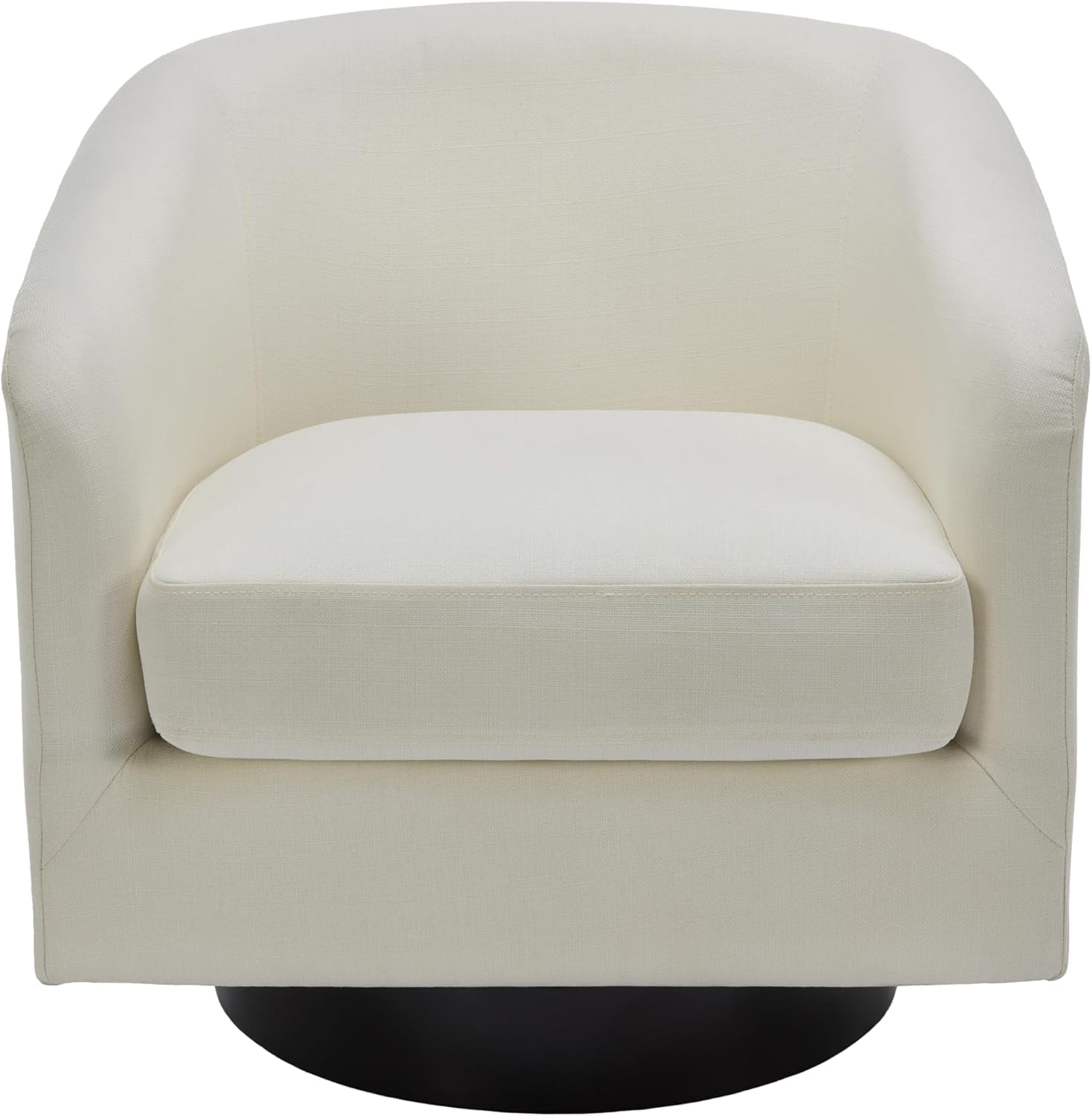 UIXE Swivel Barrel Accent Chairs Set of 2, Fabric Upholstered Armchair Modern Round Club Arm Chair for Living Room, Comfy Single Sofa Seating Bedroom Side Reading Seat - Beige